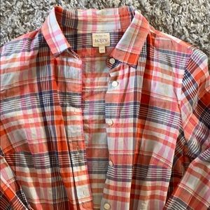 J.Crew Plaid Button down pink red blue